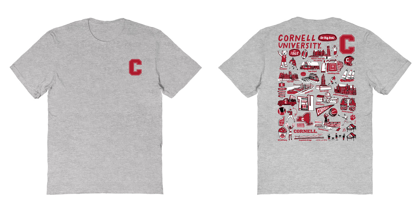 Cornell Big Red Vive La Fete Impressions Artwork Red Womens Cotton Tshirt