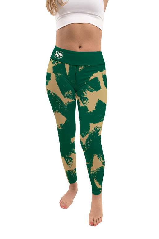 Sacramento State Hornets Vive La Fete Paint Brush Logo on Waist Women Green Yoga Leggings