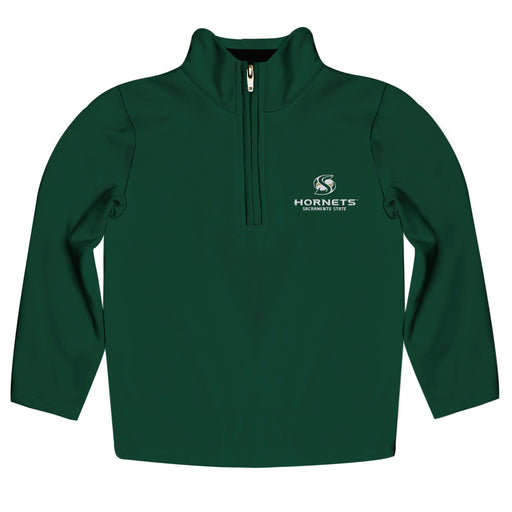 Sacramento State Hornets Vive La Fete Logo and Mascot Name Womens Green Quarter Zip Pullover