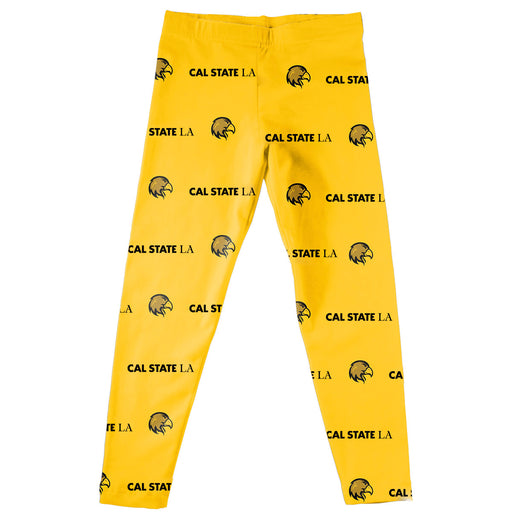 Cal State Los Angeles Golden Eagles Vive La Fete Gir All Over Two Logos Elastic Waist Classic Play Gold Leggings Tights