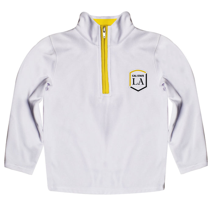 Cal State Los Angeles Golden Eagles Hand Sketched Vive La Fete Impressions Artwork  White Quarter Zip Pullover V1