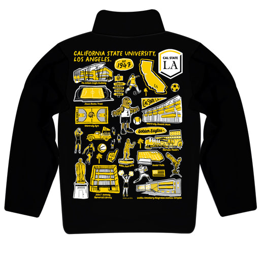 Cal State Los Angeles Golden Eagles Hand Sketched Vive La Fete Impressions Artwork Black Boys Quarter Zip Pullover V1 - Vive La Fête - Online Apparel Store