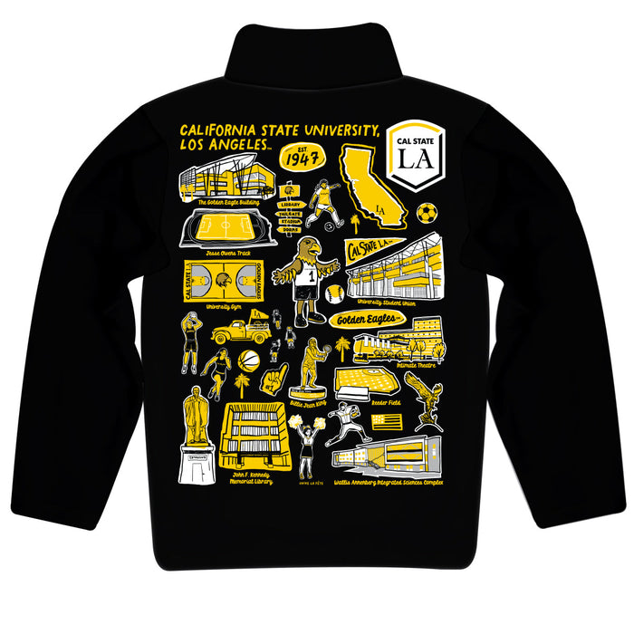 Cal State Los Angeles Golden Eagles Hand Sketched Vive La Fete Impressions Artwork Black Boys Quarter Zip Pullover V1 - Vive La Fête - Online Apparel Store
