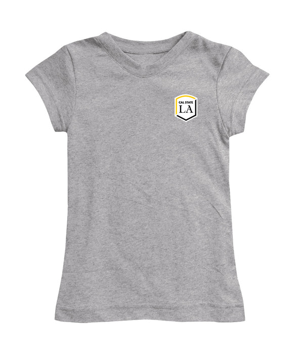 Cal State LA Golden Eagles  Hand Sketched Vive La Fete Impressions Artwork Grey Girls Cotton Short Sleeve Tee