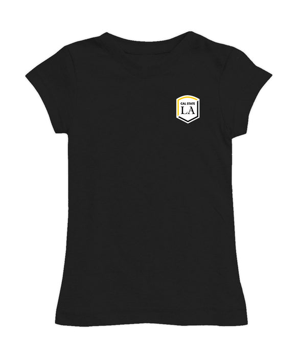 Cal State LA Golden Eagles  Hand Sketched Vive La Fete Impressions Artwork Black Girls Cotton Short Sleeve Tee