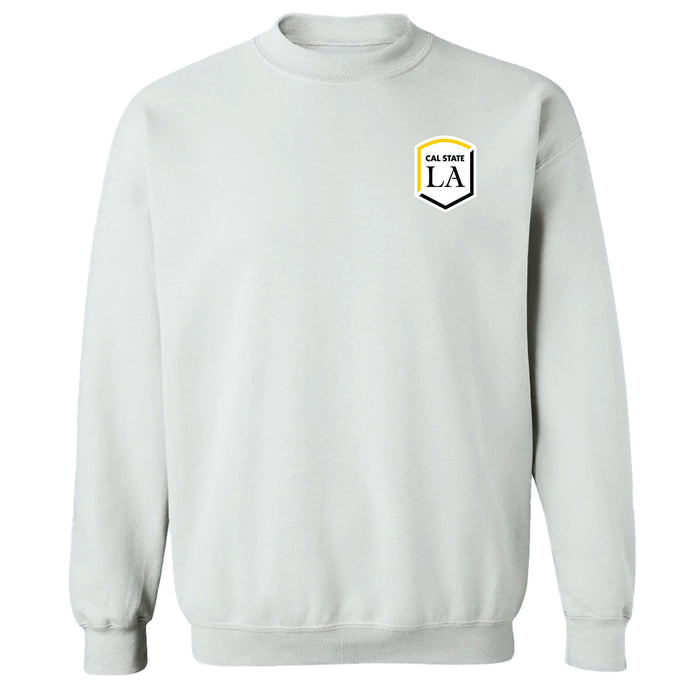 Cal State LA Golden Eagles  Hand Sketched Vive La Fete Impressions Artwork White Crew Neck Sweatshirt for Women