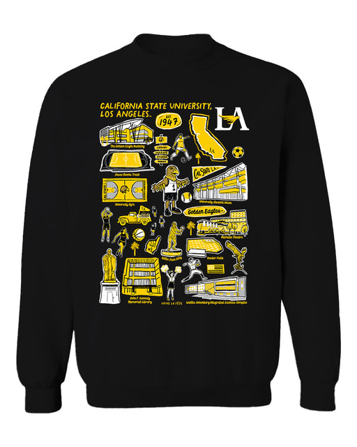 Cal State LA Golden Eagles Vive La Fete Impressions Black Cotton Crewneck Sweatshirt for Women