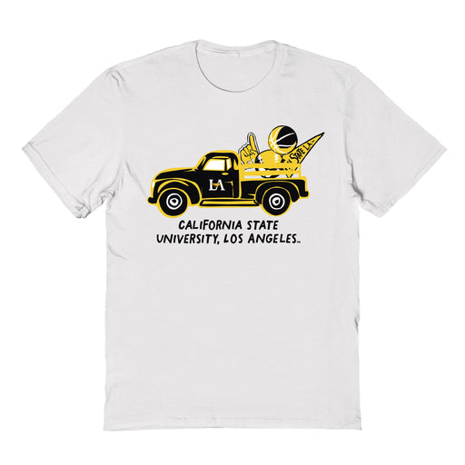 Cal State LA Golden Eagles  Hand Sketched Vive La Fete Impressions Truck White T-shirt for Women