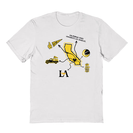 Cal State LA Golden Eagles  Hand Sketched Vive La Fete Impressions Icones White T-shirt for Women