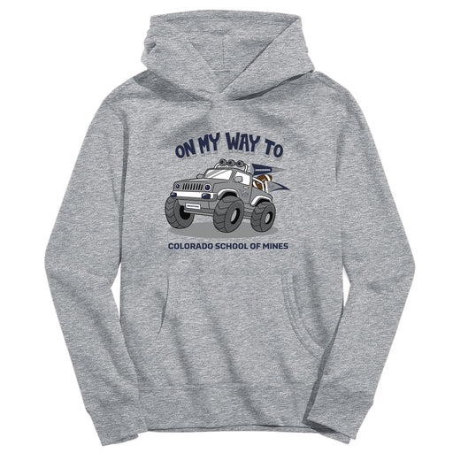 Colorado School of Mines Orediggers On My Way Monster Truck Heather Grey Cotton Youth Hoodie