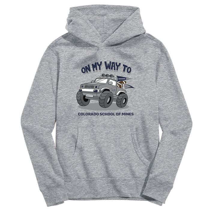 Colorado School of Mines Orediggers On My Way Monster Truck Heather Grey Cotton Youth Hoodie