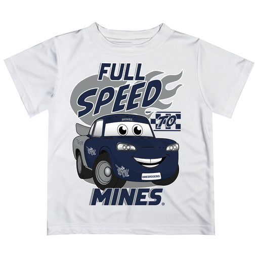 Colorado School of Mines Orediggers Vive La Fete Toy Racing Car Boys Game Day White Short Sleeve Tee