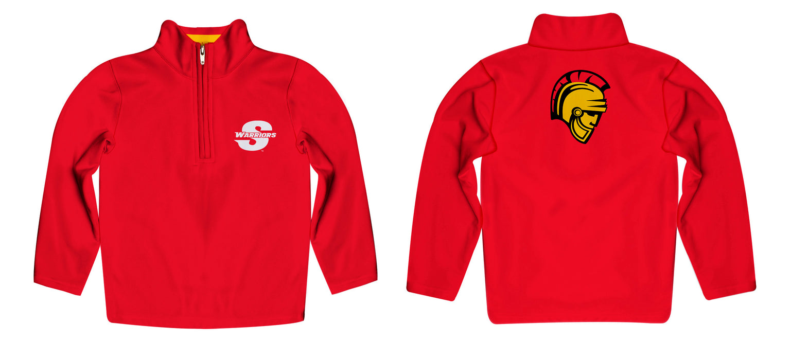 Cal State Stanislaus Warriors CSUSTAN Vive La Fete Game Day Solid Red Quarter Zip Pullover Sleeves - Vive La Fête - Online Apparel Store