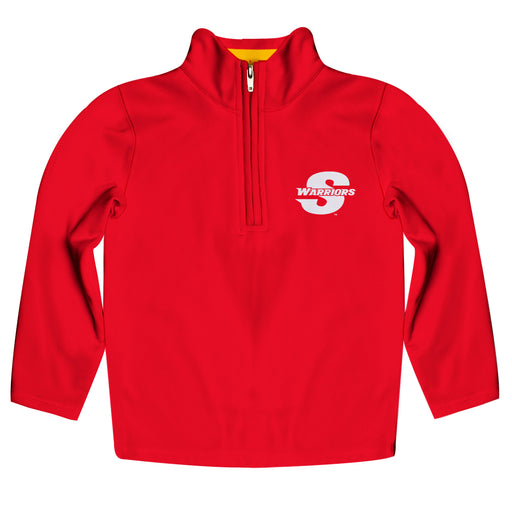 Cal State Stanislaus Warriors CSUSTAN Vive La Fete Game Day Solid Red Quarter Zip Pullover Sleeves