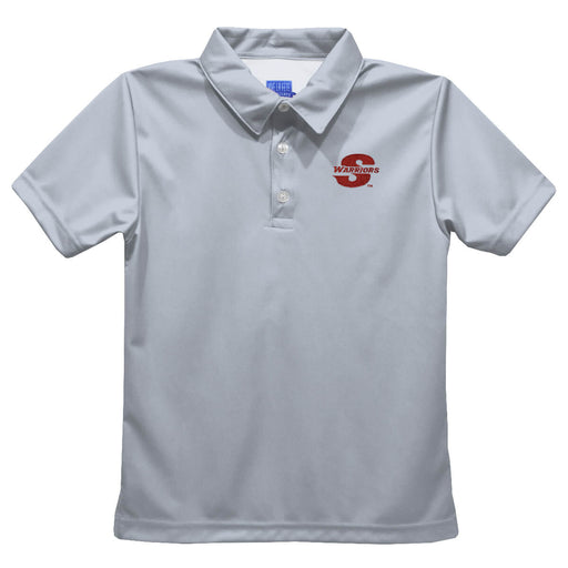 Cal State Stanislaus Warriors CSUSTAN Embroidered Gray Short Sleeve Polo Box Shirt