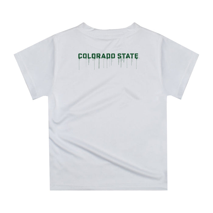 Colorado State Rams CSU Original Dripping Football White T-Shirt by Vive La Fete - Vive La Fête - Online Apparel Store