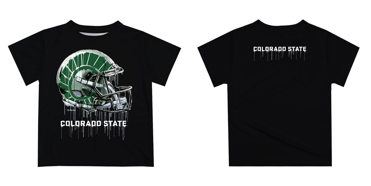 Colorado State Rams CSU Original Dripping Football Black T-Shirt by Vive La Fete - Vive La Fête - Online Apparel Store