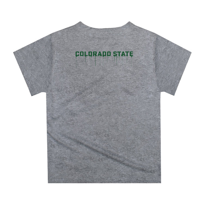 Colorado State Rams CSU Original Dripping Football Heather Gray T-Shirt by Vive La Fete - Vive La Fête - Online Apparel Store