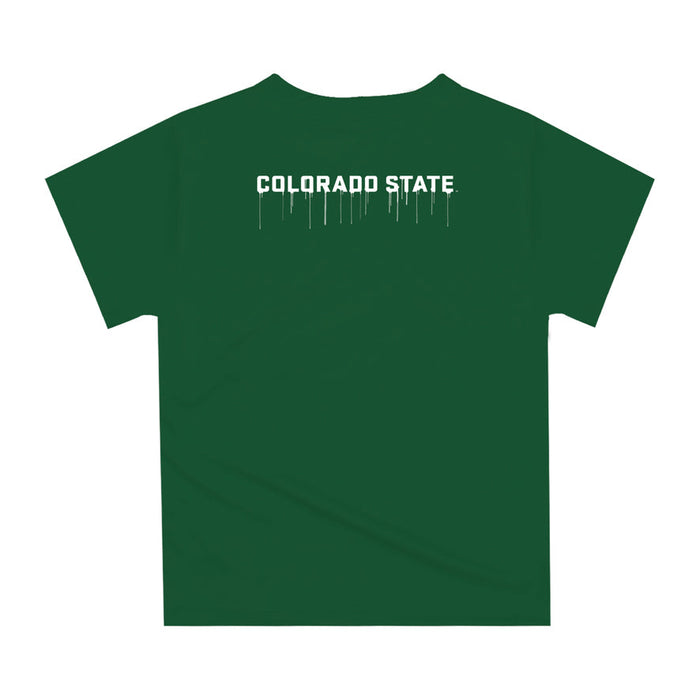 Colorado State Rams CSU Original Dripping Football Green T-Shirt by Vive La Fete - Vive La Fête - Online Apparel Store