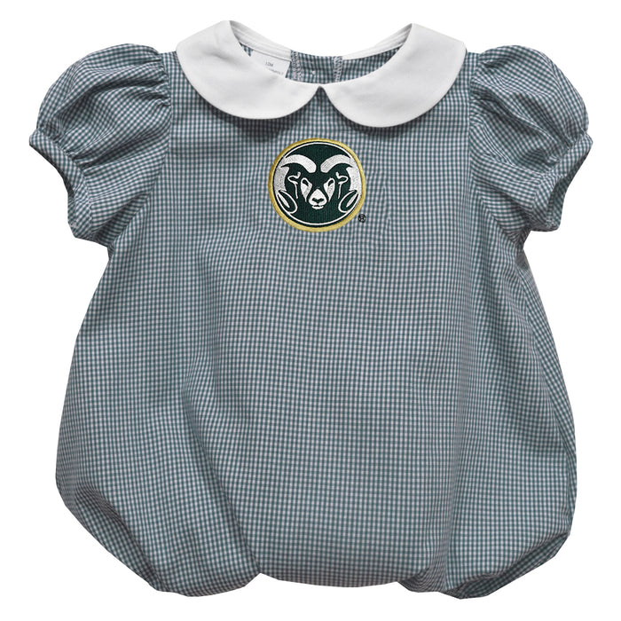 Colorado State Rams CSU Embroidered Hunter Green Girls Baby Bubble Short Sleeve