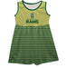 Colorado State Rams CSU Vive La Fete Girls Game Day Sleeveless Tank Dress Solid Gold Logo Stripes on Skirt