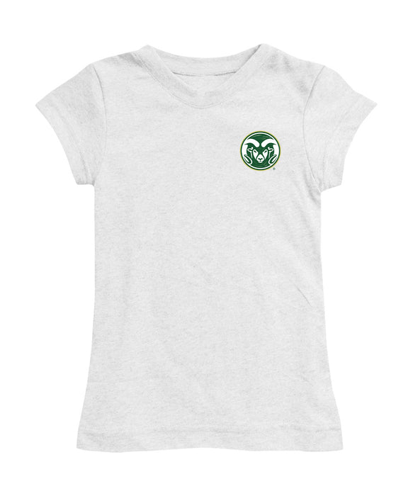 Colorado State Rams CSU Hand Sketched Vive La Fete Impressions Artwork White Girls Cotton Short Sleeve Tee