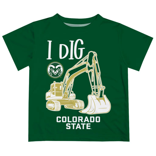 Colorado State Rams CSU Vive La Fete Excavator Boys Game Day Green Short Sleeve Tee