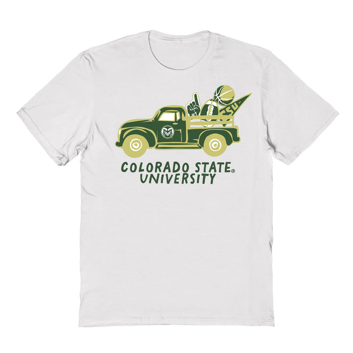Colorado State Rams CSU Hand Sketched Vive La Fete Impressions Truck Kids White Cotton T-shirt