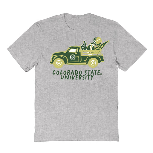 Colorado State Rams CSU Hand Sketched Vive La Fete Impressions Truck Kids Grey Cotton T-shirt