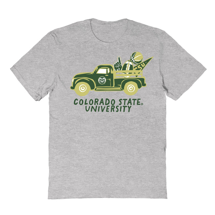 Colorado State Rams CSU Hand Sketched Vive La Fete Impressions Truck Kids Grey Cotton T-shirt