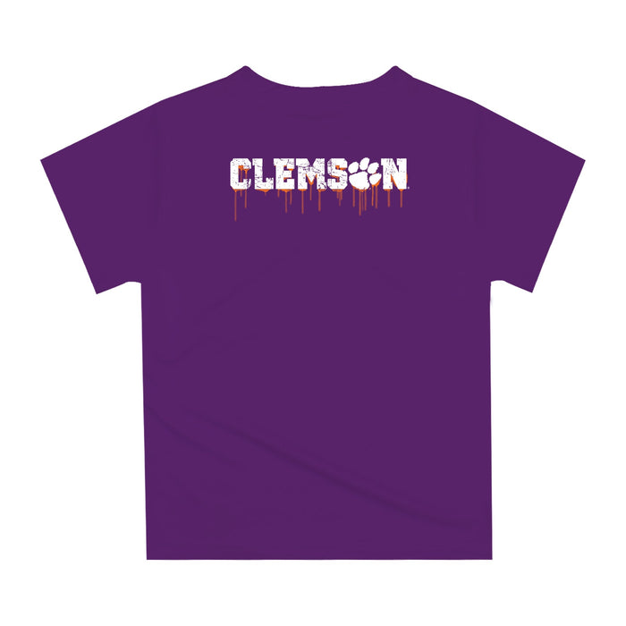 Clemson Tigers Original Dripping Football Helmet Purple T-Shirt by Vive La Fete - Vive La Fête - Online Apparel Store