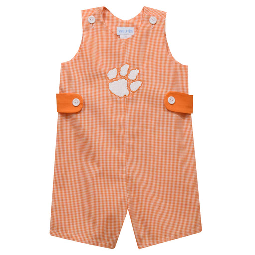 Clemson Tigers Embroidered Orange Gingham Jon Jon - Vive La Fête - Online Apparel Store
