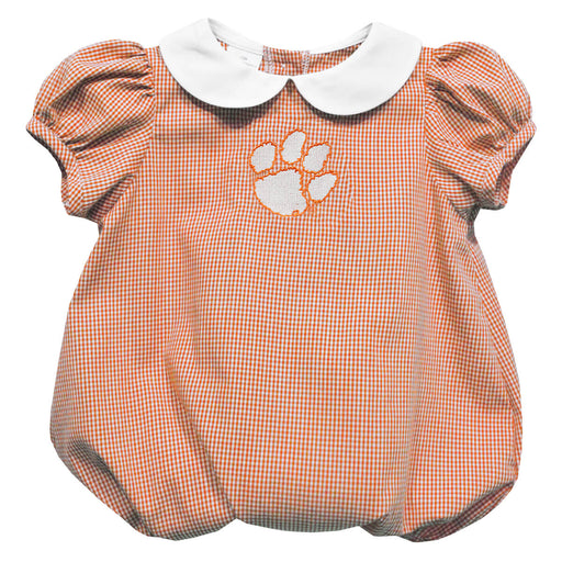 Clemson Tigers Embroidered Orange Girls Baby Bubble Short Sleeve