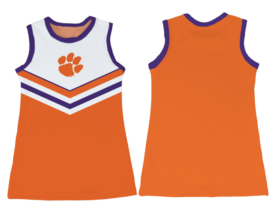 Clemson Tigers Sleeveless Cheerleader A Line Dress White and Orange - Vive La Fête - Online Apparel Store