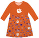 Clemson Tigers Long Sleeve Solid Orange Repeat Print Hand Sketched Impressions Artwork on Skirt