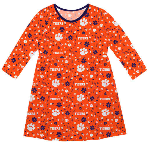 Clemson Tigers Vive La Fete Girls Game Day Long Sleeve Orange Dress