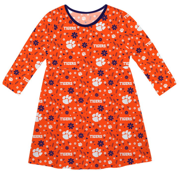 Clemson Tigers Vive La Fete Girls Game Day Long Sleeve Orange Dress
