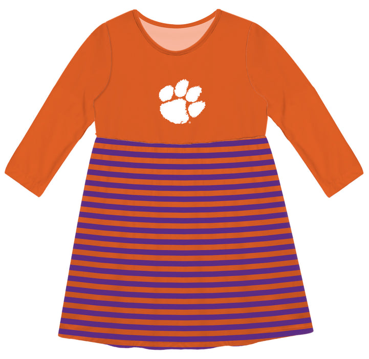 Clemson Tigers Vive La Fete Girls Game Day Long Sleeve Orange Stripe on Skirt - Vive La Fête - Online Apparel Store
