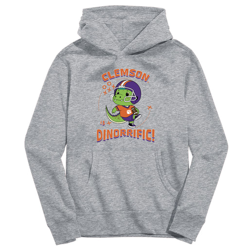 Clemson Tigers Dinorrific Heather Grey Cotton Youth Hoodie
