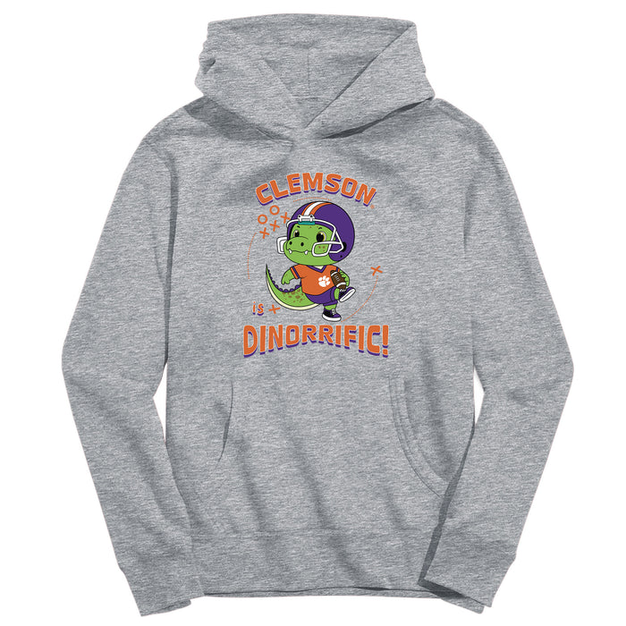 Clemson Tigers Dinorrific Heather Grey Cotton Youth Hoodie