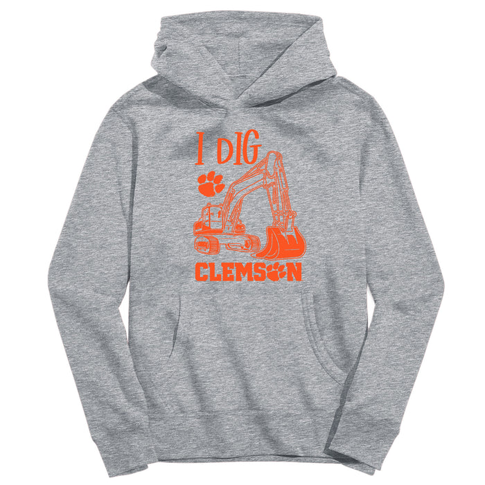 Clemson Tigers Excavator Heather Grey Cotton Youth Hoodie