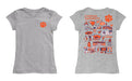 Clemson Tigers Hand Sketched Vive La Fete Impressions Artwork Grey Girls Cotton Short Sleeve Tee - Vive La Fête - Online Apparel Store