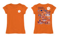 Clemson Tigers Hand Sketched Vive La Fete Impressions Artwork Orange Girls Cotton Short Sleeve Tee - Vive La Fête - Online Apparel Store