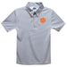Clemson Tigers Embroidered Gray Stripes Short Sleeve Polo Box Shirt