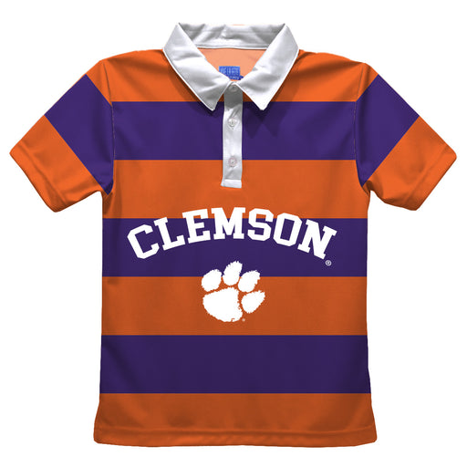 Clemson Tigers Vive La Fete Basic Stripes Orange Short Sleeve Polo Shirt - Vive La Fête - Online Apparel Store
