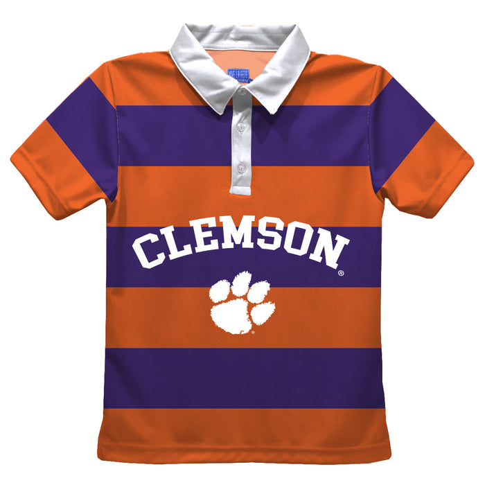 Clemson Tigers Vive La Fete Basic Stripes Orange Short Sleeve Polo Shirt - Vive La Fête - Online Apparel Store