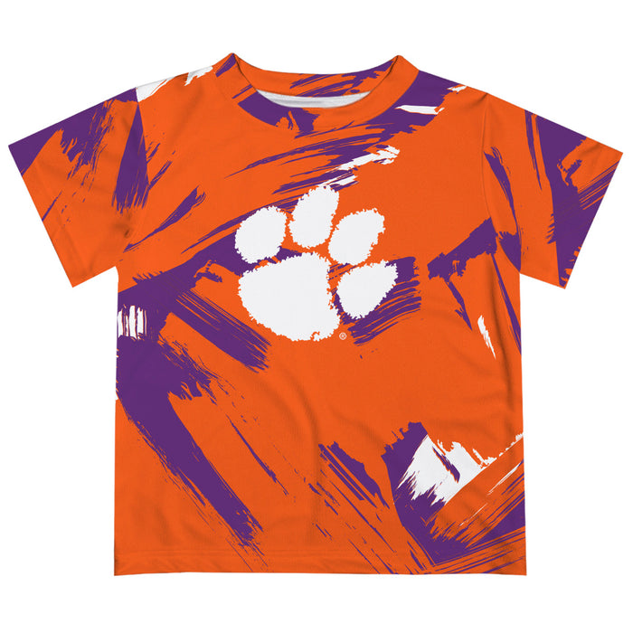Clemson Tigers Vive La Fete Boys Game Day Orange Short Sleeve Tee Paint Brush