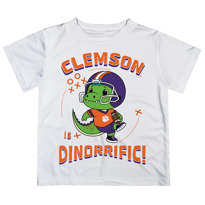 Clemson Tigers Vive La Fete Dinorrific Boys Game Day White Short Sleeve Tee