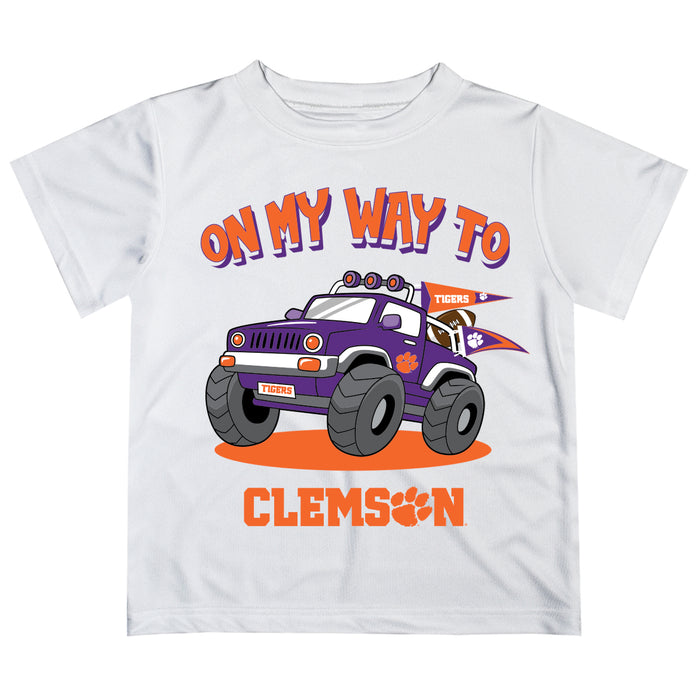 Clemson Tigers Vive La Fete Monster Truck Boys Game Day White Short Sleeve Tee