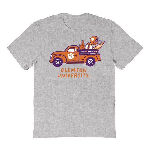 Clemson Tigers Hand Sketched Vive La Fete Impressions Truck Kids Grey Cotton T-shirt